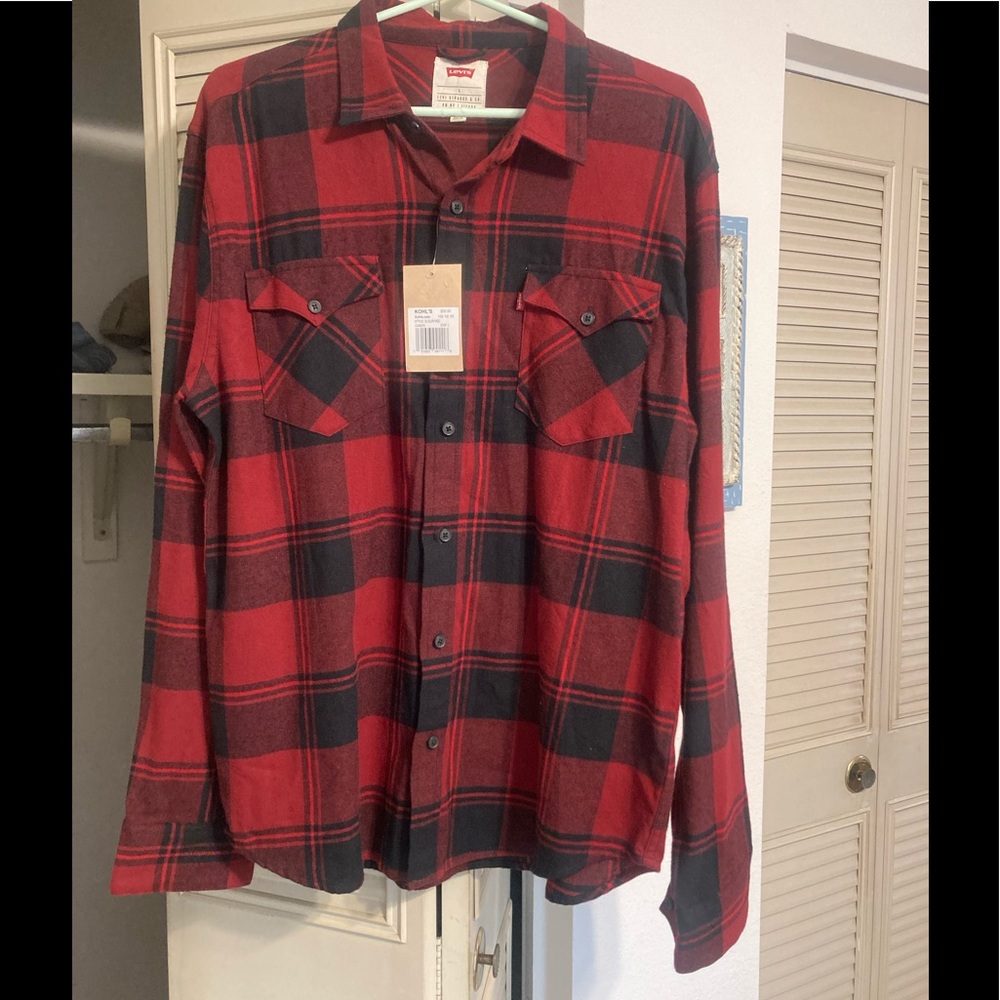 Levi’s men’s flannel shirt, Black and Red Checkered